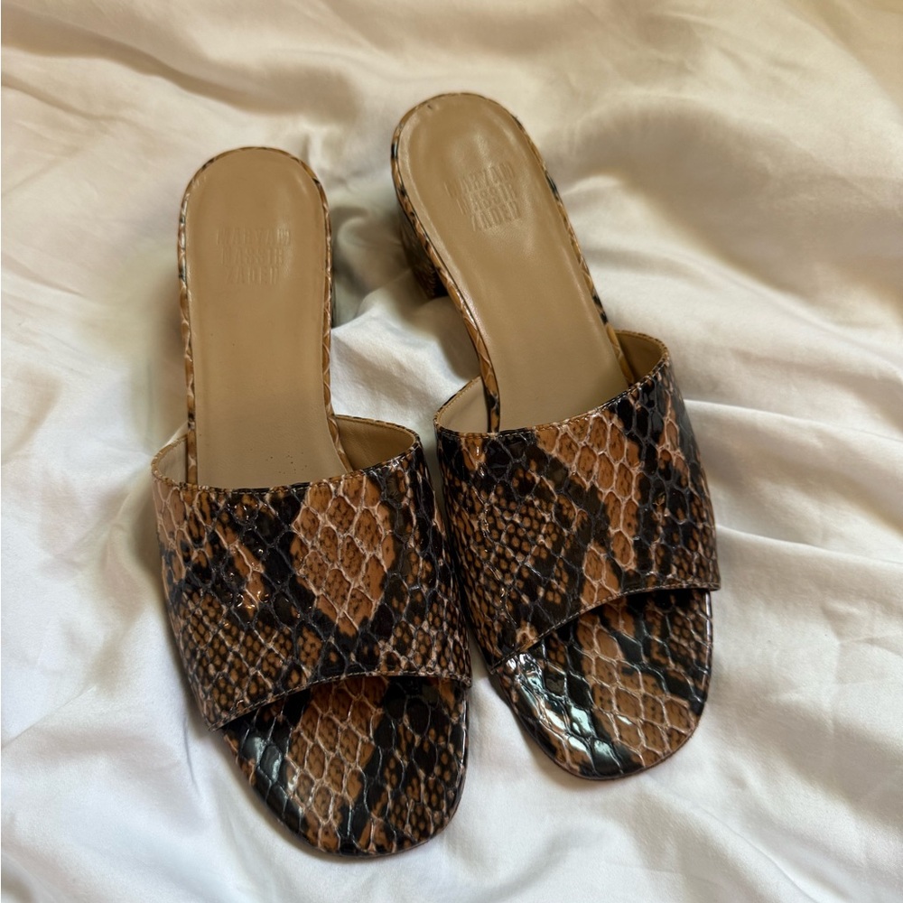 Maryam Nassir Zadeh Brown Snakeskin Mules